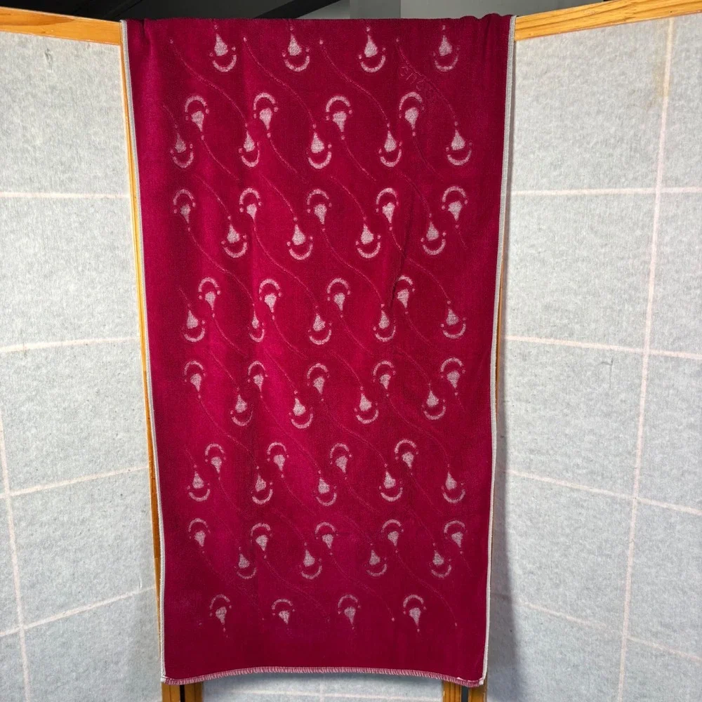 Vintage Gucci Towel Set 5 Piece Burgundy Cotton Horsebit‎ Stirrup Monogram Auth
